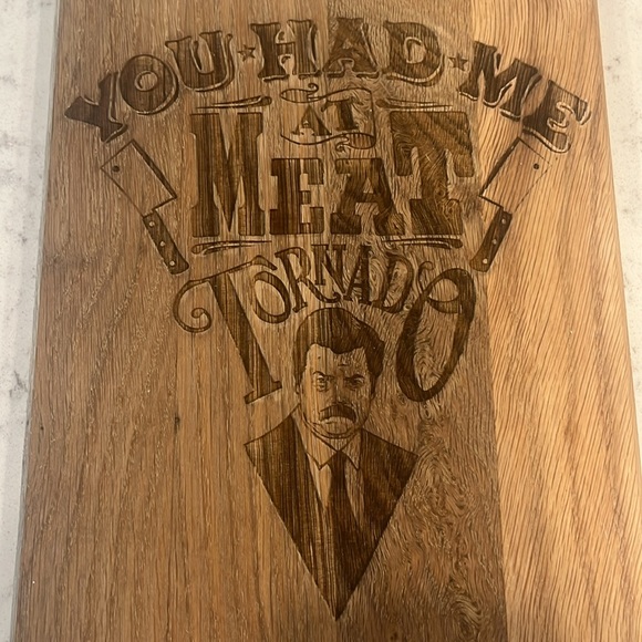 Parks & Rec | Ron Swanson “You Had Me at Meat Tornado” Engraved Cutting Board - Picture 3 of 4